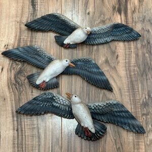 Vintage Seagulls Wall Sculptures Art Hangings Set of 3 Ceramic Resin MSR Imports